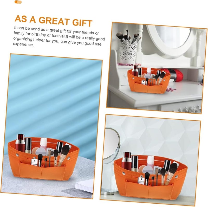 Orange Folding Felt Makeup Organizer Bag Travel Cosmetics Purse - Image 3